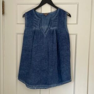 Lilla P Chambray Blue Sleeveless Top Size S